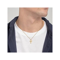 Men's Backliner 14K Gold PVD Stainless SteelCross Pendant Necklace