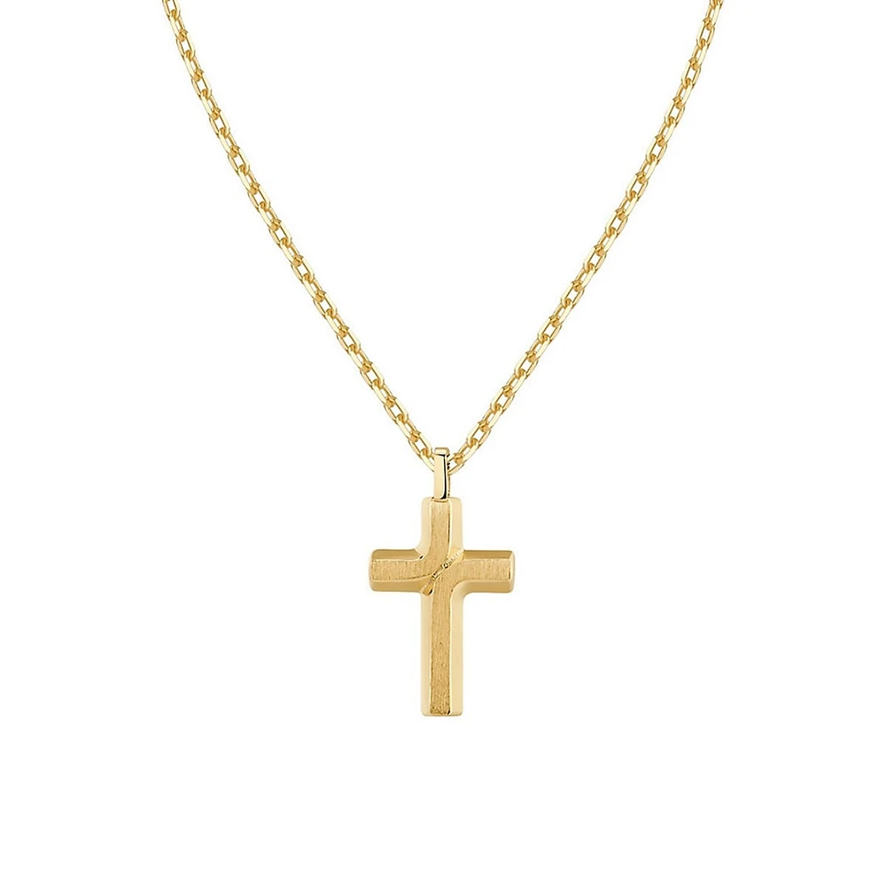 Men's Backliner 14K Gold PVD Stainless SteelCross Pendant Necklace