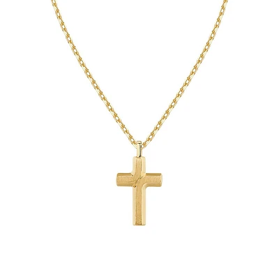 Men's Backliner 14K Gold PVD Stainless SteelCross Pendant Necklace