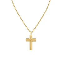 Men's Backliner 14K Gold PVD Stainless SteelCross Pendant Necklace