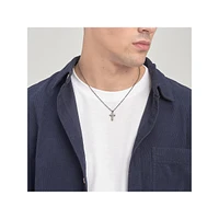 Men's Backliner Ruthenium-Colour Stainless Steel Cross Pendant Necklace