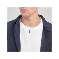 Men's Backliner Stainless Steel & Black Enamel Cross Pendant Necklace