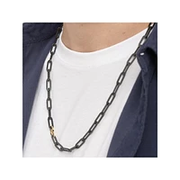 Men's Caliburn PVD Stainless Steel, 14K Gold PVD Stainless Steel & Jet Crystal Paperclip-Link Chain Necklace