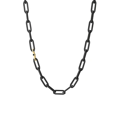 Men's Caliburn PVD Stainless Steel, 14K Gold PVD Stainless Steel & Jet Crystal Paperclip-Link Chain Necklace