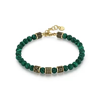 Men's Bullet 14K Gold PVD Stainless Steel, Black Enamel & Malachite Bracelet