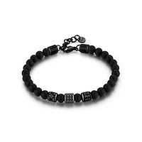 Men's Bullet Ruthenium-Colour PVD Stainless Steel, Black Enamel & Onyx Bracelet