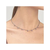 Symphonia Stainless Steel & Pink Crystal Collar Necklace