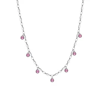 Symphonia Stainless Steel & Pink Crystal Collar Necklace