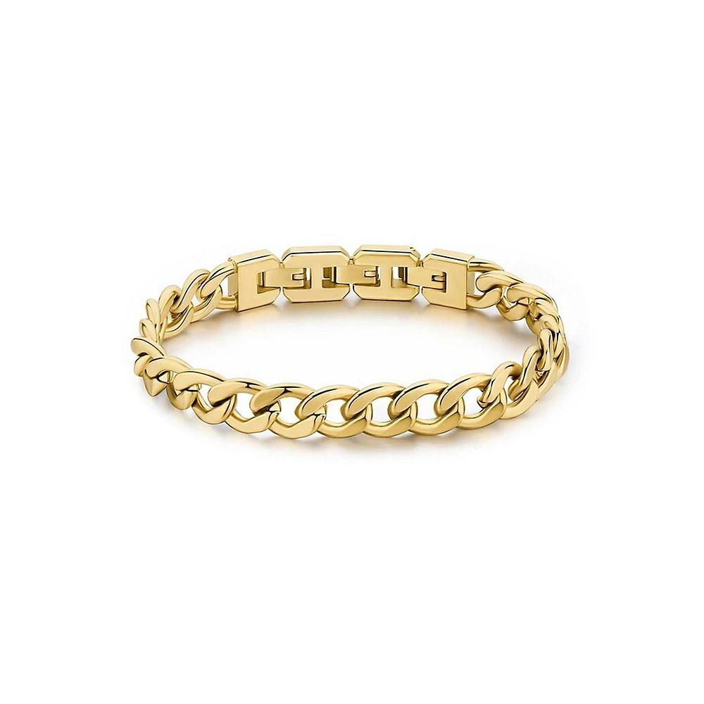 Men's Ink 14K Gold PVD Stainless Steel Curb Chain Bracelet - 8.5-Inch