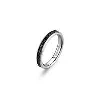 Men's Ink Stainless Steel & Black Cubic Zirconia Pavé Ring