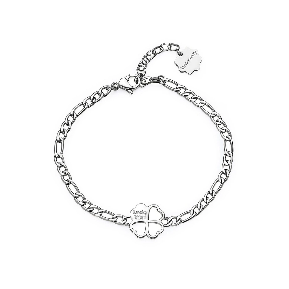 Chakra Stainless Steel & Crystal Four-Leaf Clover Bracelet