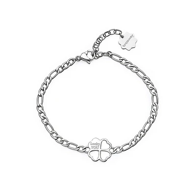 Chakra Stainless Steel & Crystal Four-Leaf Clover Bracelet