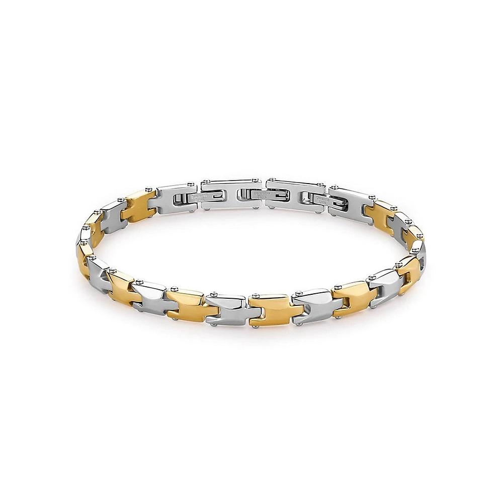 Men's Backliner Stainless Steel & 14K Gold PVD Stainless Stee Link Bracelet - 8-Inch