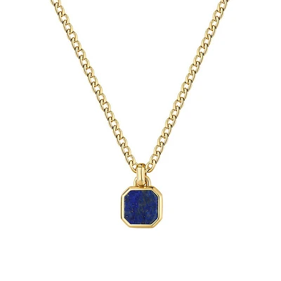 Men's Ink 14K Gold PVD Stainless Steel & Lapis Lazuli Octagonal Pendant Necklace