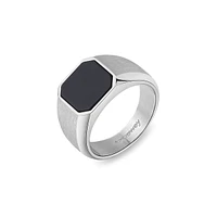 Men's Ink Stainless Steel & Black Onyx Signet Ring