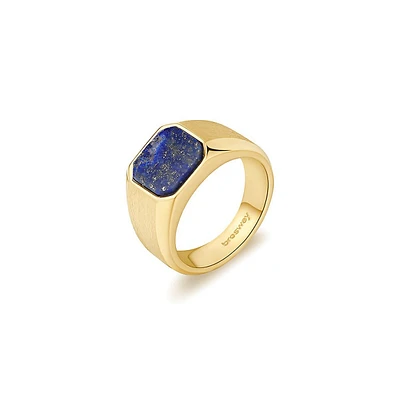 Men's Ink 14K Gold PVD Stainless Steel & Lapis Lazuli Signet Ring