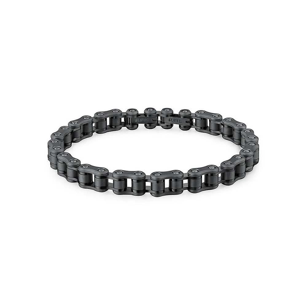 Men's Backliner Black PVD Stainless Steel Bike Chain Bracelet - 8.6-Inch