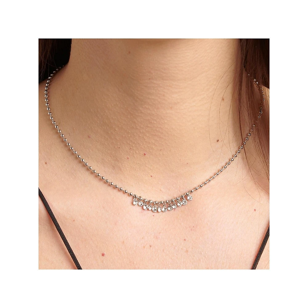 Symphonia Stainless Steel & Crystal Drop Necklace