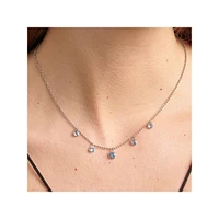 Desideri Stainless Steel & Blue Cubic Zirconia Ball-Chain Necklace