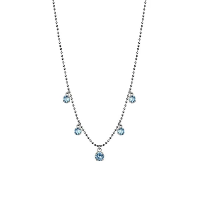 Desideri Stainless Steel & Blue Cubic Zirconia Ball-Chain Necklace