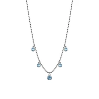 Desideri Stainless Steel & Blue Cubic Zirconia Ball-Chain Necklace