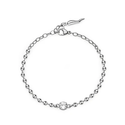 Desideri Stainless Steel & Cubic Zirconia Lucky Horn Bracelet