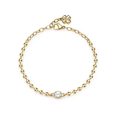 Desideri 14K Gold PVD Stainless Steel & Cubic Zirconia Lucky Clover Bracelet