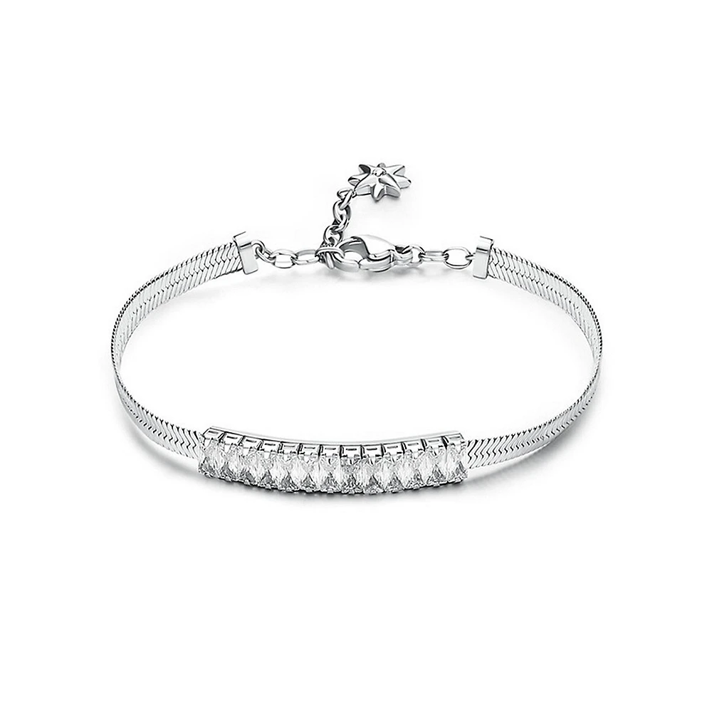 Desideri Stainless Steel & Cubic Zirconia Snake Chain Bracelet