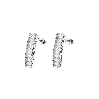 Desideri Stainless Steel & Cubic Zirconia Lobe Earrings