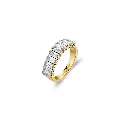 Desideri 14K Gold PVD Stainless Steel & Baguette-Cut Cubic Zirconia Ring