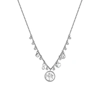 Chakra Stainless Steel & Crystal Tree Of Life Pendant Charm Necklace