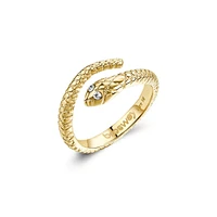 Chakra 14K Gold PVD Stainless Steel & Crystal Snake Ring