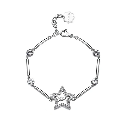 Chakra Stainless Steel & Crystal "Mom" Star Bracelet