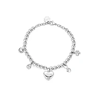 Chakra Stainless Steel & Crystal "Mom" Heart Charm Bracelet