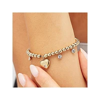 Chakra 14K Gold PVD Stainless Steel & Crystal "Mom" Heart Charm Bracelet