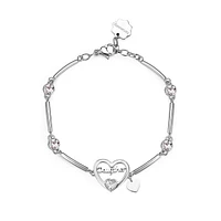 Chakra Stainless Steel & Crystal "Daughter" Heart Bracelet