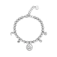 Chakra Stainless Steel & Crystal Celestial Charm Bracelet