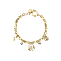 Chakra 14K Gold PVD Stainless Steel & Crystal Tree Of Life Bracelet