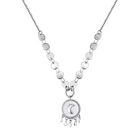 Chakra Stainless Steel & Mother-Of-Pearl Moon Pendant Necklace