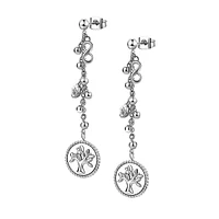 Chakra Stainless Steel & Crystal Tree Of Life Chain Drop Earrings