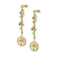 Chakra 14K Gold PVD Stainless Steel & Crystal Tree Of Life Chain-Drop Earrings