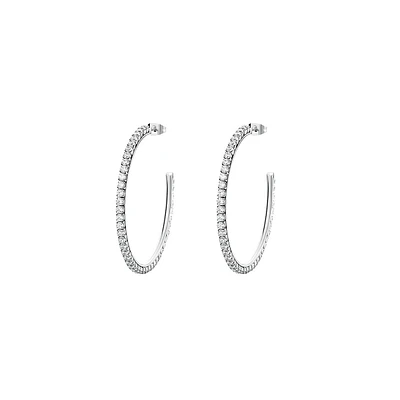 Desideri Stainless Steel & Cubic Zirconia Large Hoop Earrings