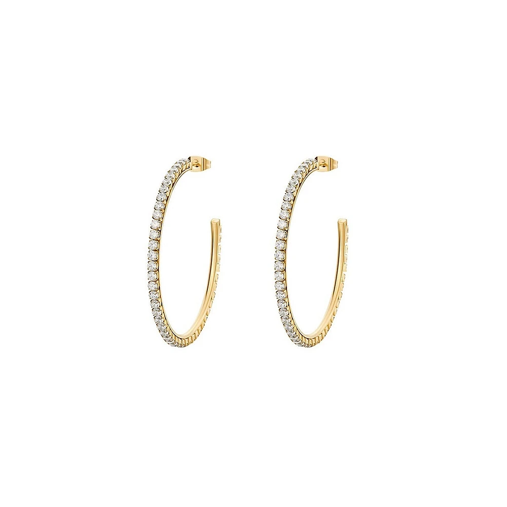 Desideri 14K Gold PVD Stainless Steel & Cubic Zirconia Large Hoop Earrings