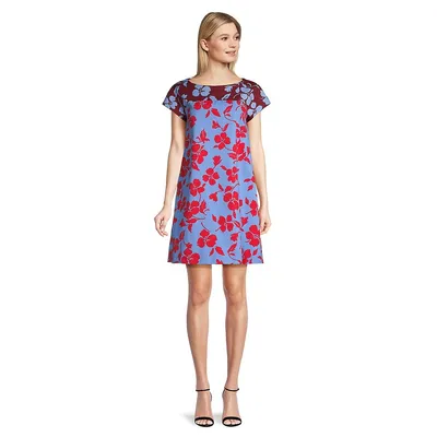 Once Floral Cap-Sleeve Shift Dress