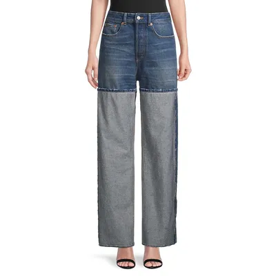 Inverted Panel Wide-Leg Jeans