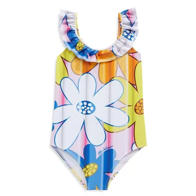 Little Girl's Maxi Floral-Print One-Piece Swimsuit
