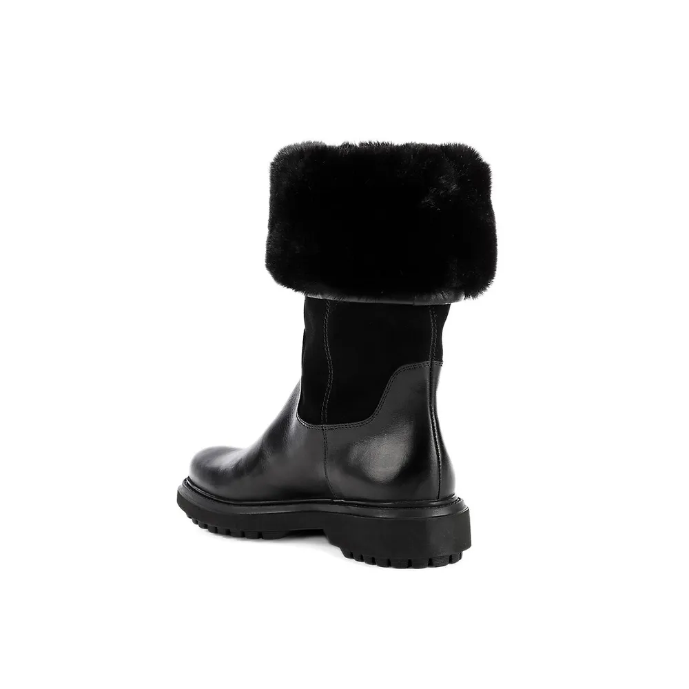 Women's Asheely Faux Fur-Trim Leather Boots