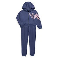 Little Kid's 2-Piece Eagle Logo Micromodal Track Suit