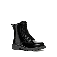 Girl's Shaylax Combat-Style Leather Ankle Boots