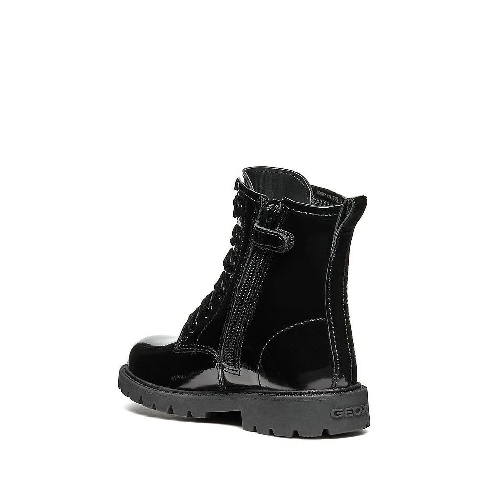 Girl's Shaylax Combat-Style Leather Ankle Boots